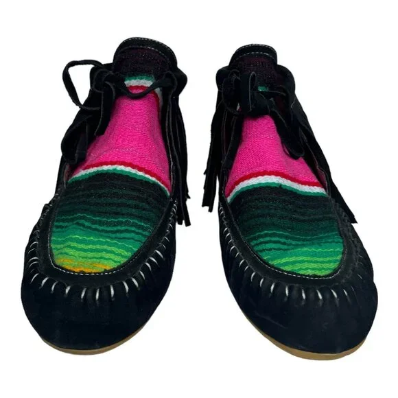L&B Black Leather Serape Moccasins Women Size 11 NWOT - Picture 3 of 9
